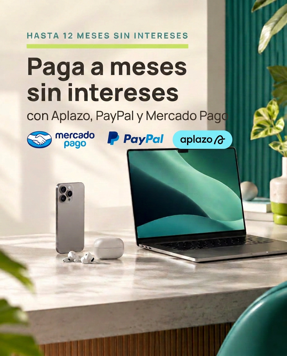Smartphone, laptop y audífonos premium con pago a meses sin intereses en idesain